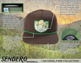 Sendero Provisions Co. Shenandoah National Park Adjustable Snapback Rope Hat with Woven Patch & Topographic Map Undervisor (Brown/Green) - One Size
